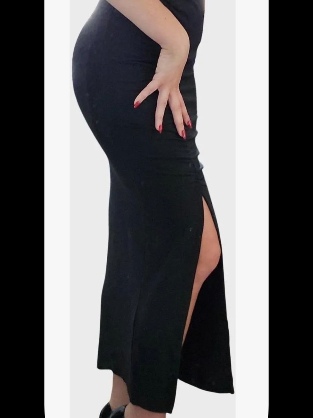 BuffBunny Black Maxi Skirt with Side Slit